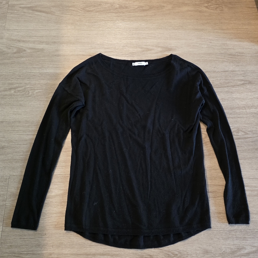 VINCE Wool Blend Black Lightweight Sweater XXS Oversized Fit